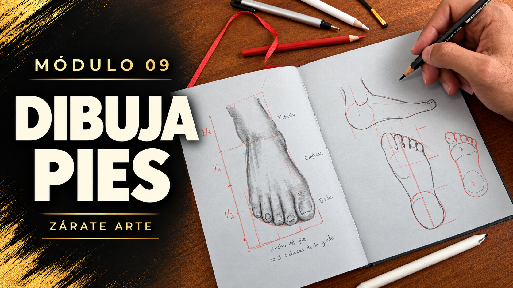 Portada del módulo 09 de dibujo de Zárate Arte